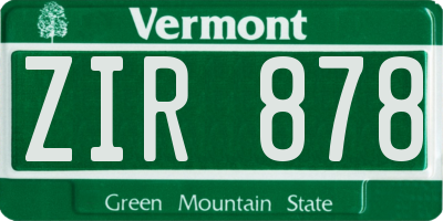 VT license plate ZIR878