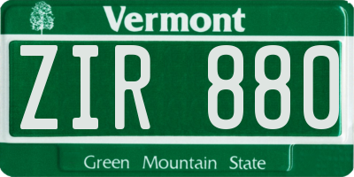 VT license plate ZIR880