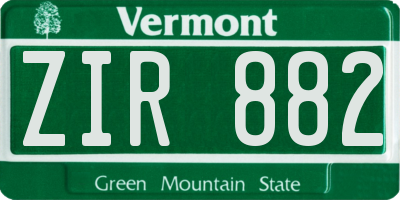 VT license plate ZIR882