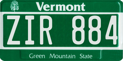 VT license plate ZIR884