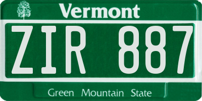 VT license plate ZIR887