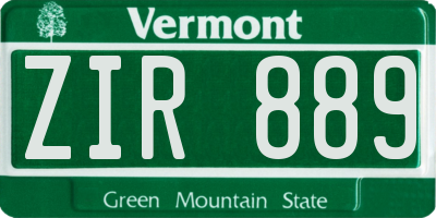 VT license plate ZIR889