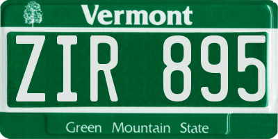 VT license plate ZIR895