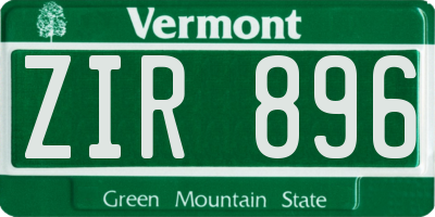 VT license plate ZIR896