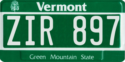 VT license plate ZIR897