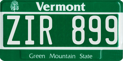 VT license plate ZIR899