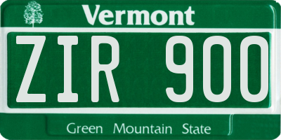 VT license plate ZIR900