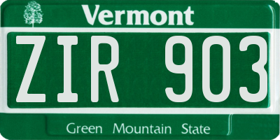 VT license plate ZIR903