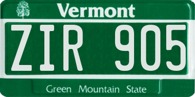 VT license plate ZIR905
