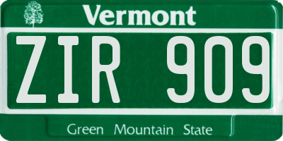 VT license plate ZIR909