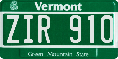 VT license plate ZIR910