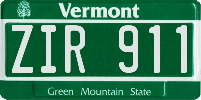VT license plate ZIR911