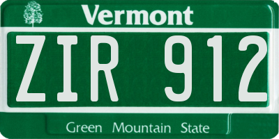 VT license plate ZIR912
