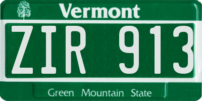 VT license plate ZIR913