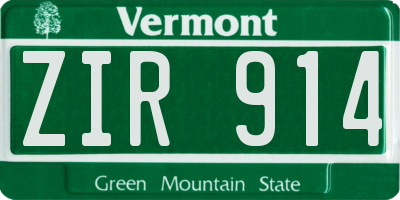 VT license plate ZIR914