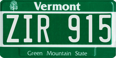 VT license plate ZIR915