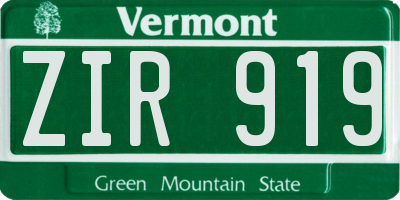 VT license plate ZIR919