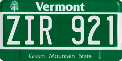 VT license plate ZIR921
