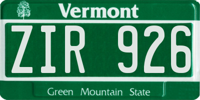VT license plate ZIR926
