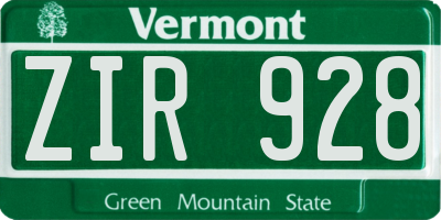 VT license plate ZIR928