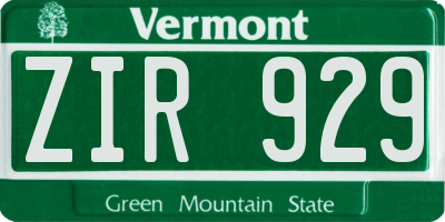 VT license plate ZIR929