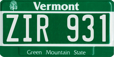 VT license plate ZIR931