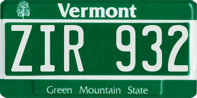 VT license plate ZIR932