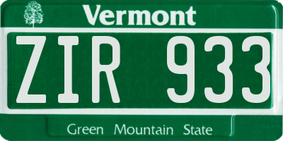 VT license plate ZIR933
