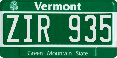 VT license plate ZIR935