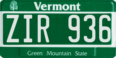 VT license plate ZIR936