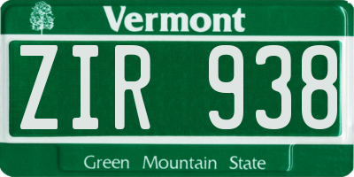 VT license plate ZIR938