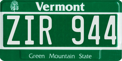 VT license plate ZIR944