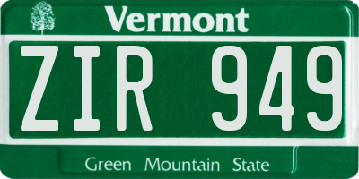 VT license plate ZIR949