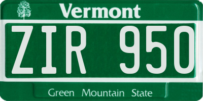 VT license plate ZIR950