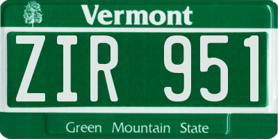 VT license plate ZIR951