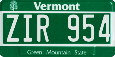 VT license plate ZIR954