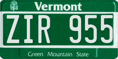 VT license plate ZIR955