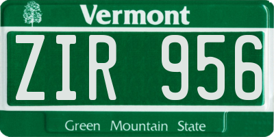 VT license plate ZIR956