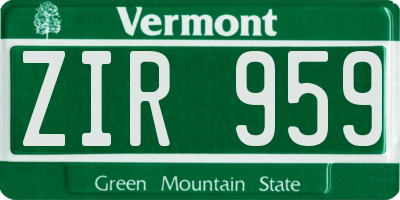 VT license plate ZIR959