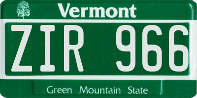 VT license plate ZIR966