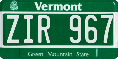 VT license plate ZIR967