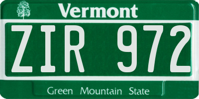 VT license plate ZIR972