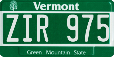 VT license plate ZIR975