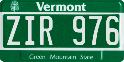 VT license plate ZIR976