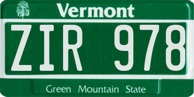 VT license plate ZIR978