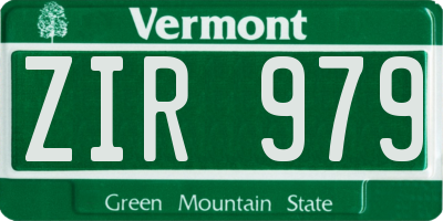 VT license plate ZIR979