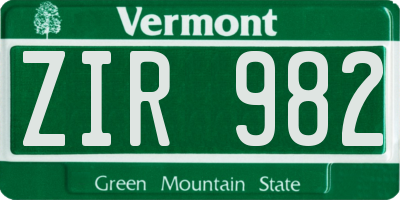 VT license plate ZIR982