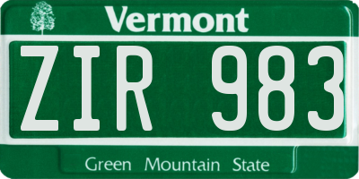 VT license plate ZIR983