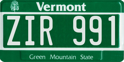 VT license plate ZIR991