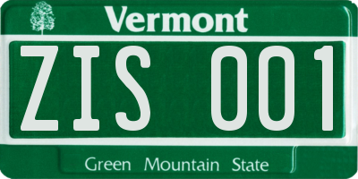 VT license plate ZIS001